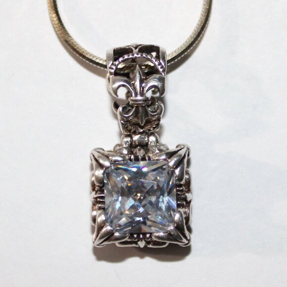 Sterling Silver Cubic Zirconia Snake Chain Necklace - Picture 1 of 7